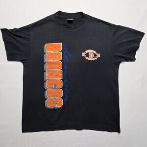 Vintage Denver Broncos Shirt Graphic NFL Football Mens Black Large Tee 90s